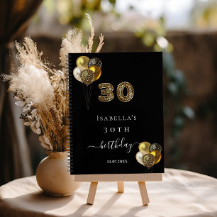 Gastboek 30e verjaardag zwart goud luipaard print notitieboek