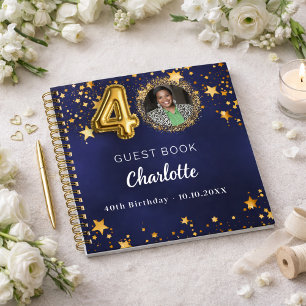 Gastboek 40e verjaardag marine blauw gouden ster f notitieboek