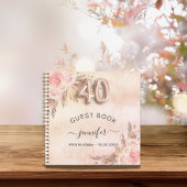 Gastboek 40e verjaardag pampas gras roos goud notitieboek