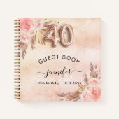 Gastboek 40e verjaardag pampas gras roos goud notitieboek (Voorkant)