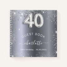 Gastboek 40e verjaardag zilverglitter naam glam