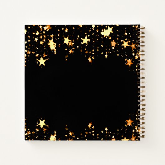 Gastboek 40e verjaardag zwart gouden sterren foto notitieboek (Achterkant)