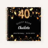 Gastboek 40e verjaardag zwart gouden sterren notitieboek (Voorkant)
