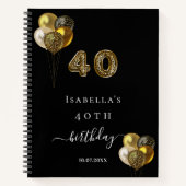 Gastboek 40e verjaardag zwarte goudluiphoed notitieboek (Voorkant)