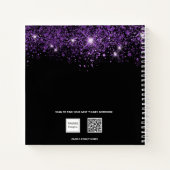 Gastboek 40e verjaardag zwarte paarse glitter naam notitieboek (Achterkant)