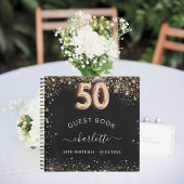 Gastboek 50e verjaardag zwarte gouden glitter naam notitieboek