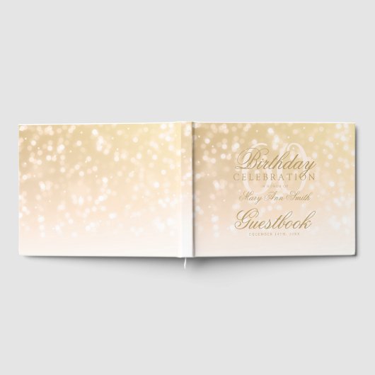 Gastboek 60e verjaardag Gouden Bokeh Sparkle Light Gastenboek (Volledig)