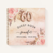 Gastboek 60e verjaardag pampas gras roos goud notitieboek (Voorkant)