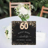 Gastboek 60e verjaardag zwarte goudglitter naam notitieboek