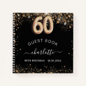 Gastboek 60e verjaardag zwarte goudglitter naam notitieboek (Voorkant)