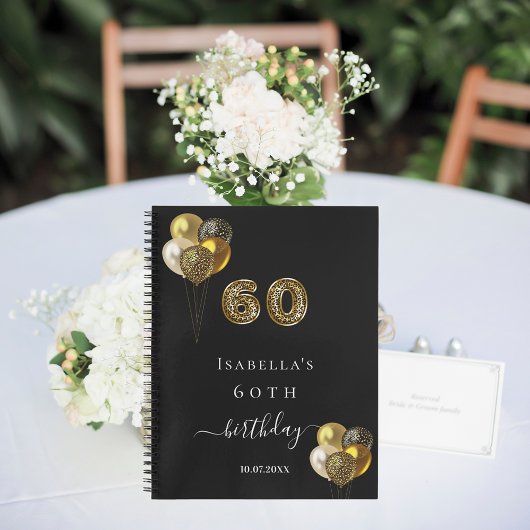 Gastboek 60e verjaardag zwarte goudluiphoed notitieboek