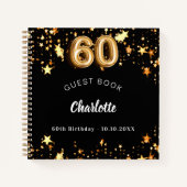 Gastboek 60ste verjaardag zwart gouden sterren notitieboek (Voorkant)