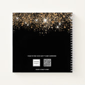 Gastboek 70e verjaardag zwarte gouden glitter naam notitieboek (Achterkant)
