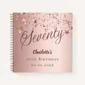 Gastboek 70ste verjaardag roos gouden sterren notitieboek (Voorkant)