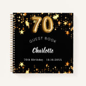 Gastboek 70ste verjaardag zwart gouden sterren notitieboek (Voorkant)