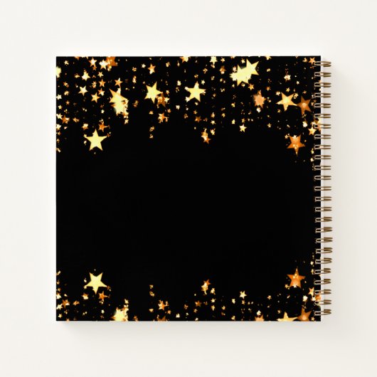 Gastboek 70ste verjaardag zwart gouden sterren notitieboek (Achterkant)