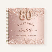 Gastboek 80ste verjaardag roos gouden glitter blus notitieboek (Voorkant)