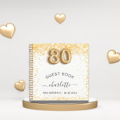 Gastboek 80ste verjaardag witte goudglitter notitieboek
