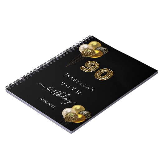 Gastboek 90e verjaardag zwarte goudluiphoed notitieboek (Linkerzijde)