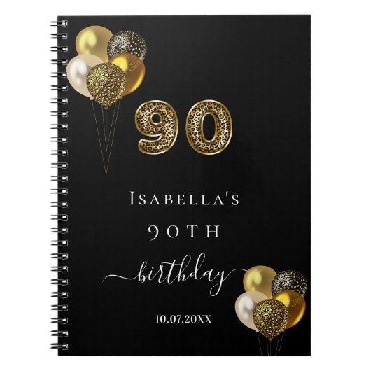 Gastboek 90e verjaardag zwarte goudluiphoed notitieboek (Voorkant)