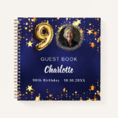 Gastboek 90ste verjaardag marine blauw gouden ster notitieboek (Voorkant)