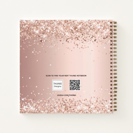 Gastboek 90ste verjaardag roos gouden glitter blus notitieboek (Achterkant)