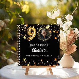 Gastboek 90ste verjaardag zwart gouden sterren fot notitieboek