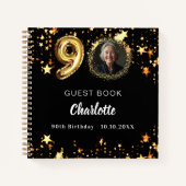 Gastboek 90ste verjaardag zwart gouden sterren fot notitieboek (Voorkant)