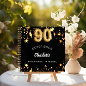 Gastboek 90ste verjaardag zwart gouden sterren notitieboek