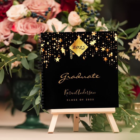 Gastboek Afstuderen 2025 afstuderen zwart goud Notitieboek