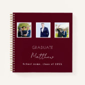 Gastboek afstuderen bordeaux foto naam notitieboek (Voorkant)