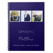 Gastboek afstuderen navy blauw foto naam notitieboek (Voorkant)
