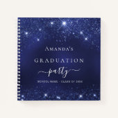 Gastboek afstuderen navy blauw glitter 2025 notitieboek (Voorkant)