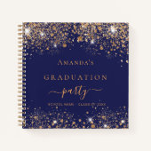 Gastboek afstuderen navy blauw goud glitter 2025 notitieboek (Voorkant)