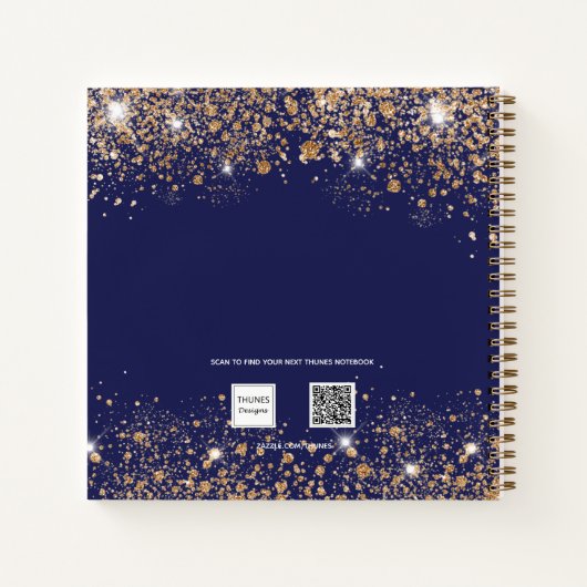 Gastboek afstuderen navy blauw goud glitter 2025 notitieboek (Achterkant)