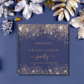 Gastboek afstuderen navy blauw goud glitter 2025 notitieboek