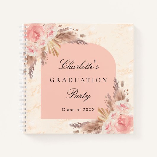 Gastboek afstuderen pampas roos goud notitieboek (Voorkant)