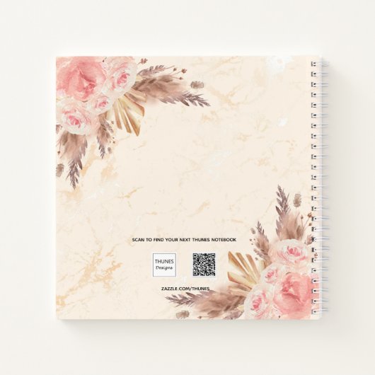 Gastboek afstuderen pampas roos goud notitieboek (Achterkant)