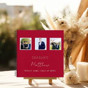 Gastboek afstuderen rood wit foto naam notitieboek