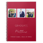 Gastboek afstuderen rood wit foto naam notitieboek (Voorkant)