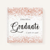 Gastboek afstuderen wit rose goud confetti notitieboek (Voorkant)