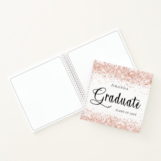 Gastboek afstuderen wit rose goud confetti notitieboek (Binnen)