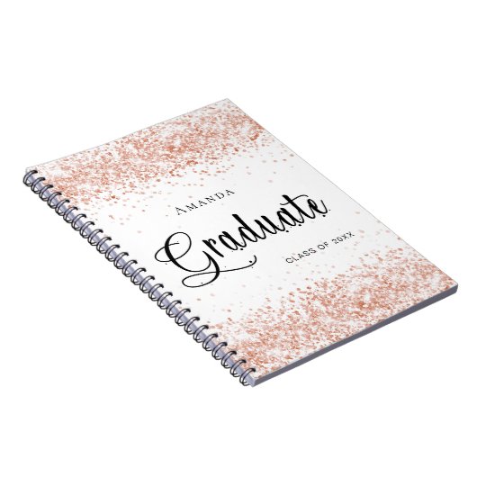 Gastboek afstuderen witte rozengoudglitter notitieboek (Rechterzijde)