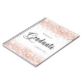 Gastboek afstuderen witte rozengoudglitter notitieboek (Linkerzijde)