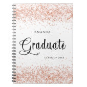 Gastboek afstuderen witte rozengoudglitter notitieboek (Voorkant)