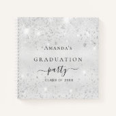 Gastboek afstuderen zilveren glitter naam 2025 notitieboek (Voorkant)