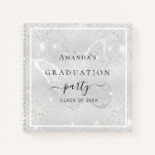 Gastboek afstuderen zilveren vlinderglitter notitieboek (Voorkant)