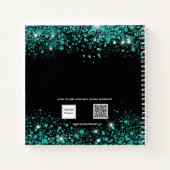 Gastboek afstuderen zwarte blauwgroen glitter notitieboek (Achterkant)