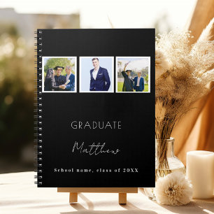 Gastboek afstuderen zwarte witte foto naam notitieboek