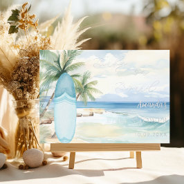 Gastboek baby shower baby aan boord van surfplank gastenboek